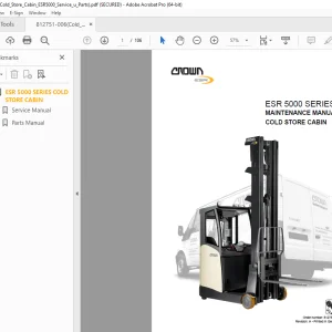 Crown Forklift ESR 5000 Series Cold Store CABIN Maintenance Manual PDF