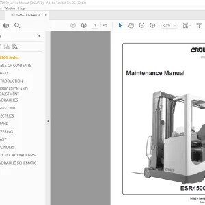 Crown Forklift ESR4500 Series Maintenance Manual 812549-006  - PDF DOWNLOAD