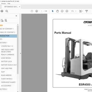 Crown Forklift ESR4500 Series Parts Manual 812704-006 -  PDF DOWNLOAD