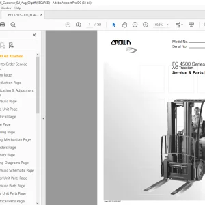 Crown Forklift FC 4500 Series AC Traction Service & Parts Manual