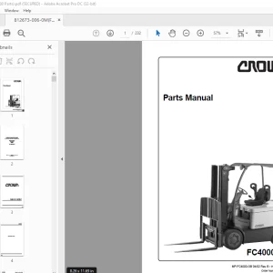Crown Forklift FC4000 Series Parts Manual 812673-006 - PDF DOWNLOAD