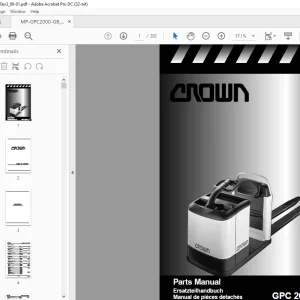 Crown Forklift GPC 2000 Series Parts Manual  - PDF DOWNLOAD