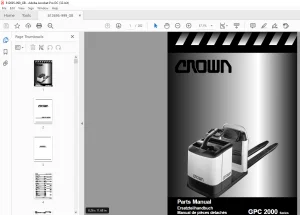Crown Forklift GPC 2000 Series Parts Manual 812695-999 - PDF DOWNLOAD