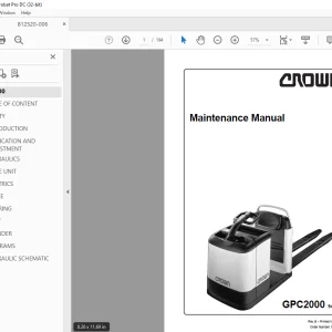 Crown Forklift GPC2000 Series Maintenance Manual 812520-006 - PDF DOWNLOAD