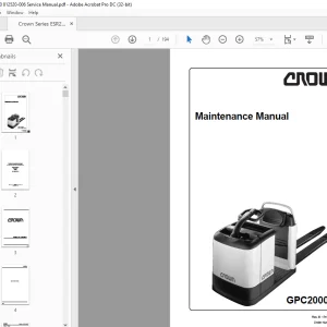 Crown Forklift GPC2000 Series Maintenance Manual 812528-006