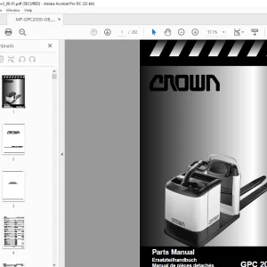 Crown Forklift GPC2000 Series Parts Manual   -PDF DOWNLOAD