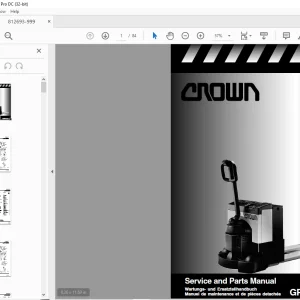 Crown Forklift GPW1000 Series Parts Manual 812693-999 - PDF DOWNLOAD