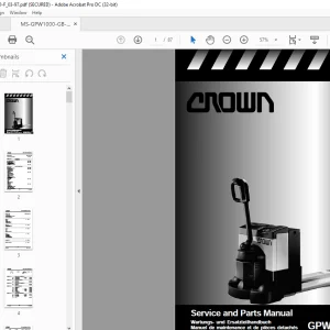 Crown Forklift GPW1000 Series Service & Parts Manual PDF