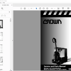 Crown Forklift GPW1000 Series Service & Parts Manual PDF