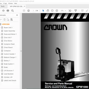 Crown Forklift GPW1000 Series Service & Parts Manual - PDF DOWNLOAD