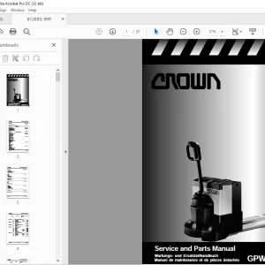 Crown Forklift GPW1000 Series Service and Parts Manual 812693-999