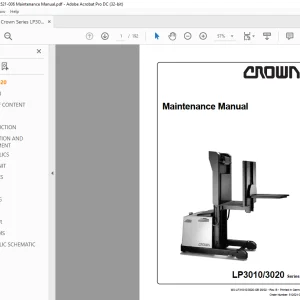 Crown Forklift LP3010/3020 Series Maintenance Manual