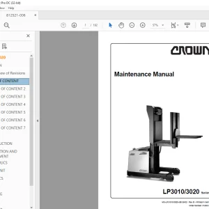 Crown Forklift LP3010/3020 Series Maintenance Manual PDF