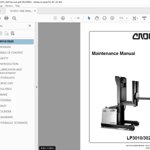 Crown Forklift LP3010/3020 Series Maintenance Manual 812521-006
