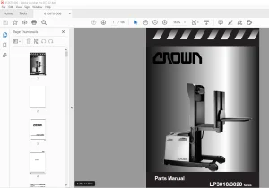 Crown Forklift LP3010/3020 Series Parts Manual 812670-006 PDF