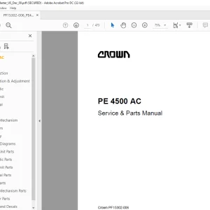 Crown Forklift PE 4500 AC Service & Parts Manual - PDF DOWNLOAD