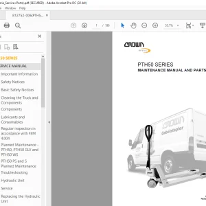 Crown Forklift PTH50 SERIES Parts & Maintenance Manual 812752-006