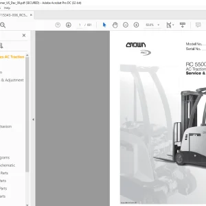Crown Forklift RC 5500 Series AC Traction Service & Parts Manual PDF