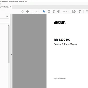 Crown Forklift RR 5200 DC Service & Parts Manual - PDF DOWNLOAD