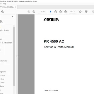 Crown Forklift RR4500 AC Service & Parts Manual  - PDF DOWNLOAD