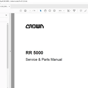 Crown Forklift RR5000 Service & Parts Manual  - PDF DOWNLOAD