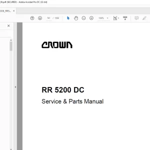 Crown Forklift RR5200 AC RR5200 DC Service & Parts Manual  - PDF DOWNLOAD