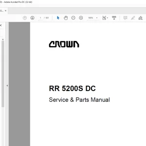 Crown Forklift RR5200S DC Service & Parts Manual - PDF DOWNLOAD