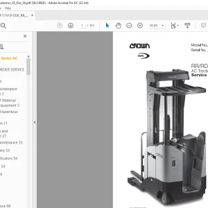 Crown Forklift RR/RD 5700 Series AC Traction Service & Parts Manual