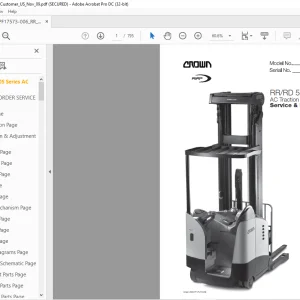 Crown Forklift RR/RD 5700S Series AC Traction Service & Parts Manual