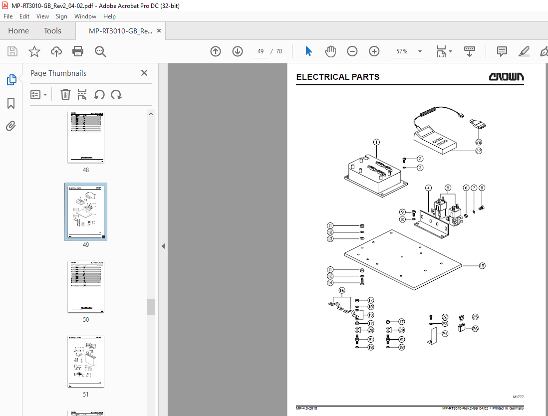 Crown Forklift RT3010 Series Parts Manual - PDF DOWNLOAD - HeyDownloads ...