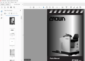 Crown Forklift RT3020 Series Parts Manual 812700-006  -PDF DOWNLOAD