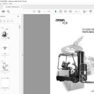 Crown Forklift SC3200 Series Parts Manual 812619-006  - PDF DOWNLOAD