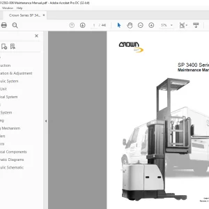 Crown Forklift SP 3400 Series Maintenance Manual - PDF DOWNLOAD