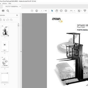 Crown Forklift SP3400 Four-Point Parts Manual 812737-006 - PDF DOWNLOAD