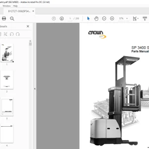 Crown Forklift SP3400 Series Parts Manual 812727-006