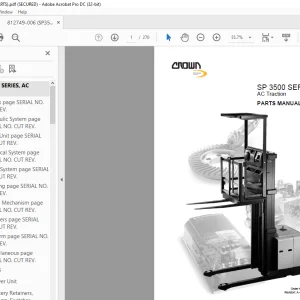 Crown Forklift SP3500 Series AC Traction Parts Manual 812749-006