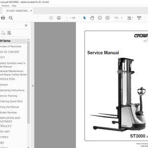 Crown Forklift ST3000 Series Service Manual 812557-006
