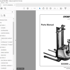 Crown Forklift SX3000 Series Parts Manual 812710-006 PDF