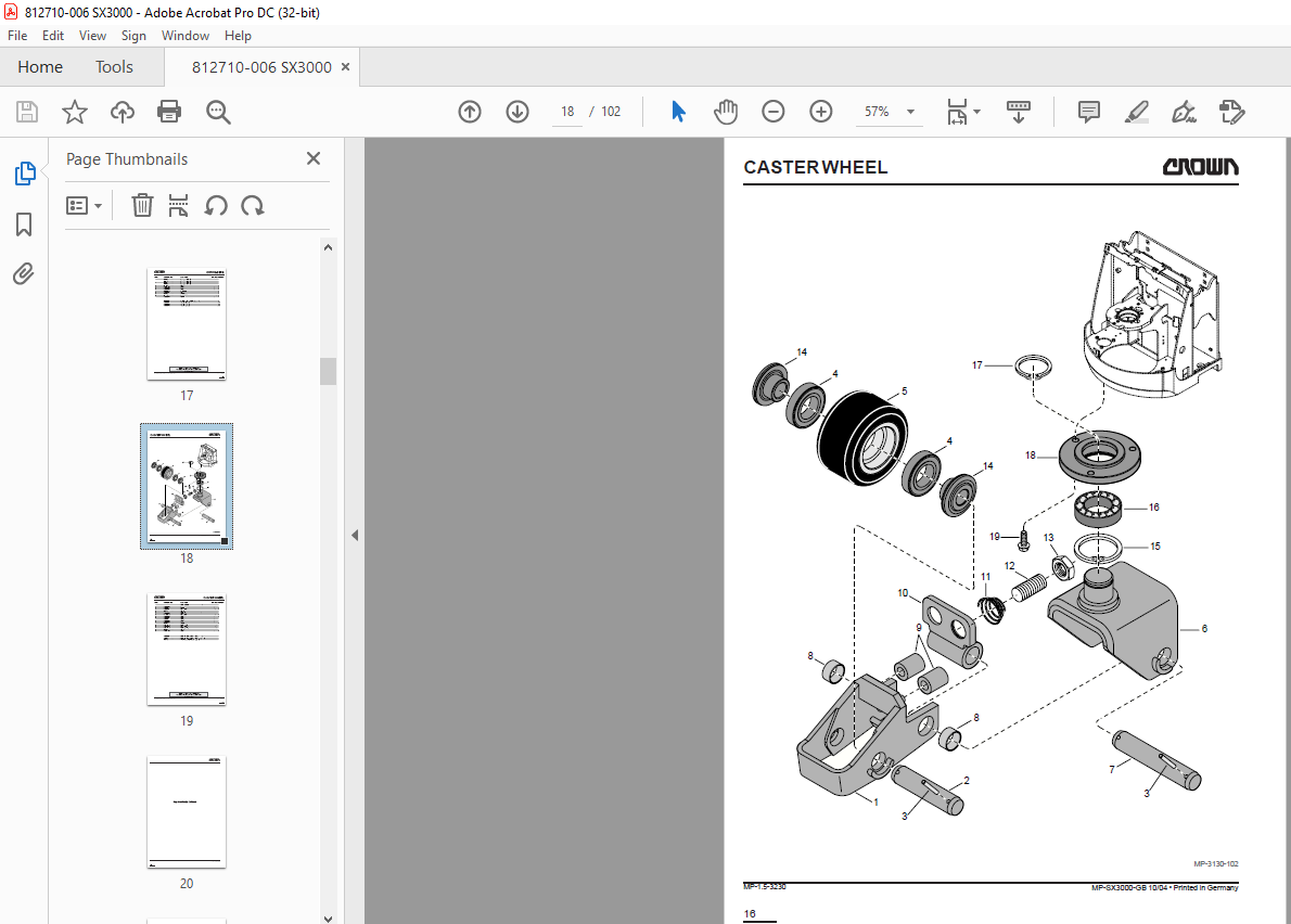 Crown Forklift SX3000 Series Parts Manual 812710-006 PDF DOWNLOAD ...