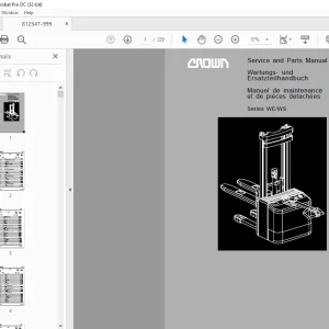 Crown Forklift Series WE/WS Service & Parts Manual  - PDF DOWNLOAD