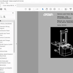 Crown Forklift Series WE/WS Service and Parts Manual PDF