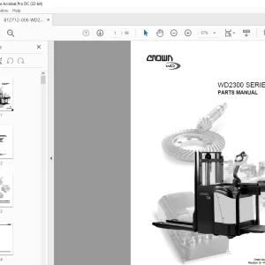 Crown Forklift WD2300 SERIES Parts Manual 812712-006 PDF