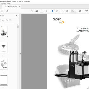Crown Forklift WD2300 Series Parts Manual 812712-006 PDF