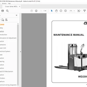 Crown Forklift WD2300S SERIES Maintenance Manual - PDF  DOWNLOAD
