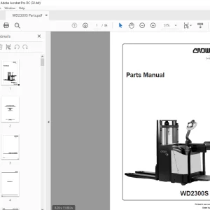 Crown Forklift WD2300S Series Parts Manual  - PDF DOWNLOAD