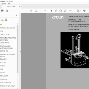 Crown Forklift WE/WS 2000 Series Service Manual  - PDF DOWNLOAD