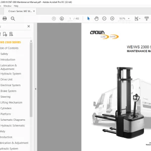 Crown Forklift WE/WS 2300 SERIES MAINTENANCE MANUAL PDF