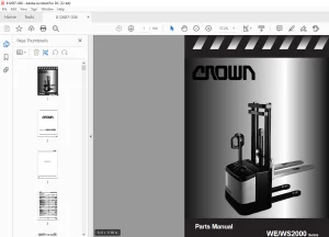 Crown Forklift WE/WS2000 Series Parts Manual 812687-006