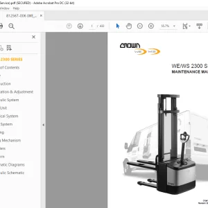 Crown Forklift WE/WS2300 Series Maintenance Manual 812567-006