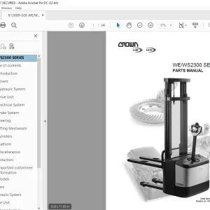Crown Forklift WE/WS2300 Series Parts Manual 812689-006 PDF
